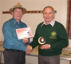 The monthly winner Howard Overton received his certificate from Stuart King